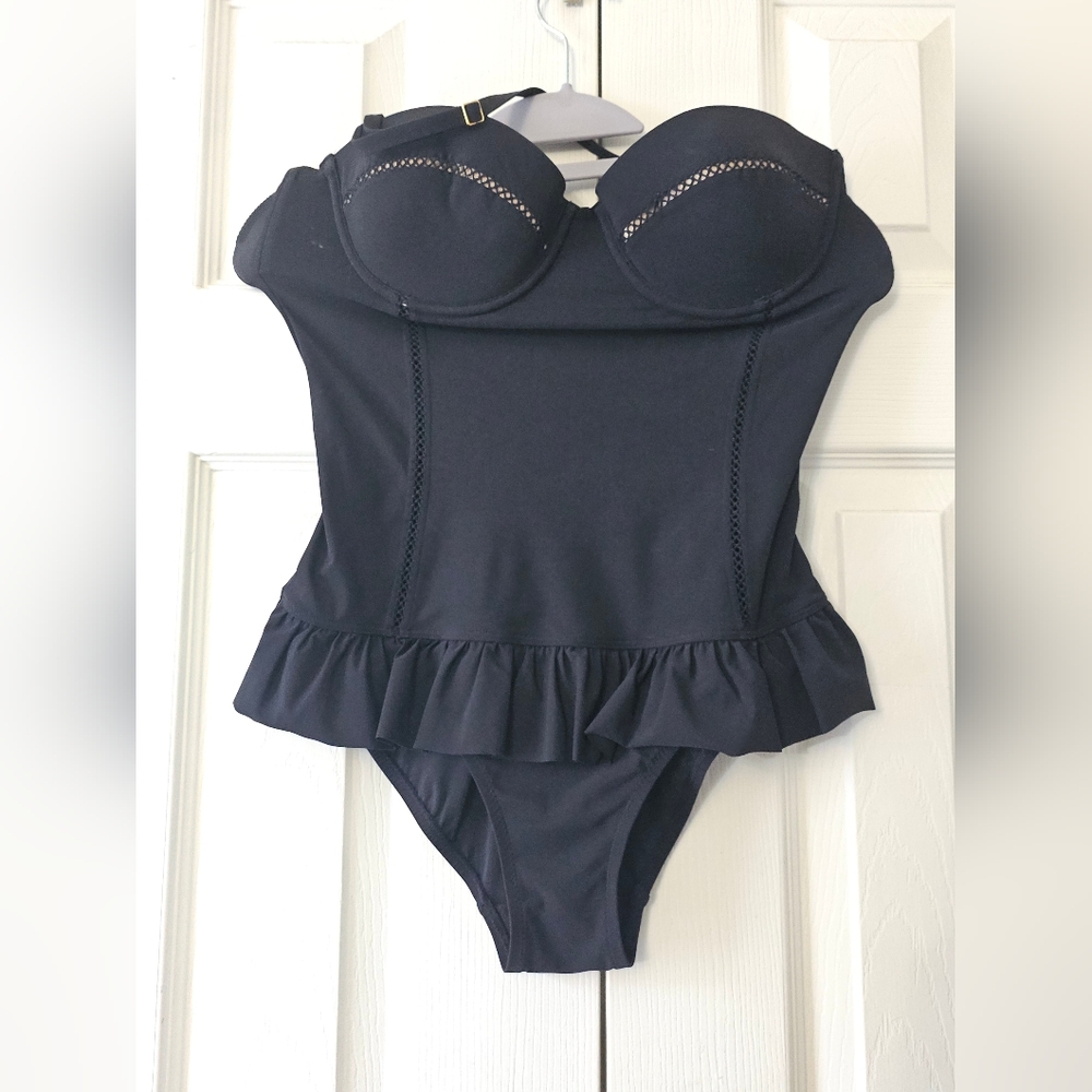 TORY BURCH Black Ruffled One-Piece Swimsuit